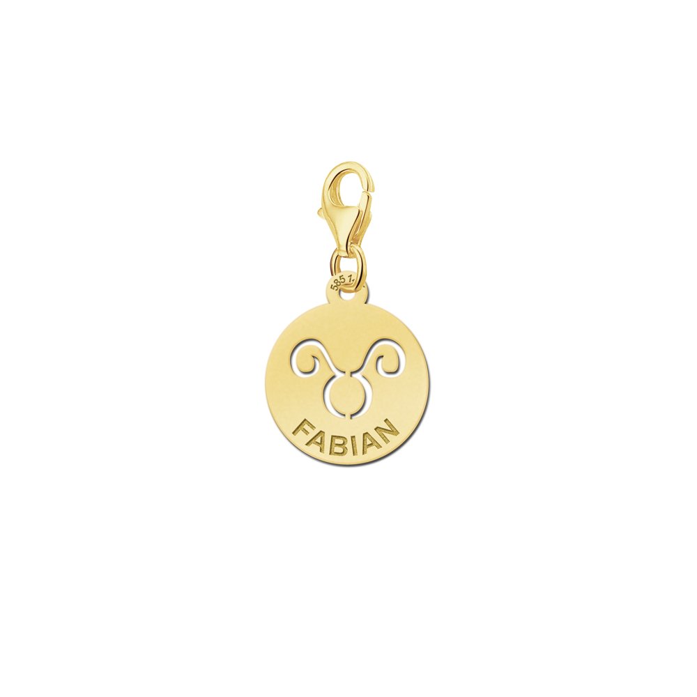 Names4ever Zodiac-Bedel Stier in massief goud GBS002