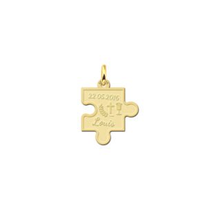 Names4ever Communie Puzzelstuk Hanger van Goud
