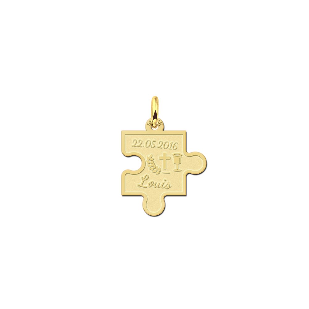 Names4ever Communie Puzzelstuk Hanger van Goud