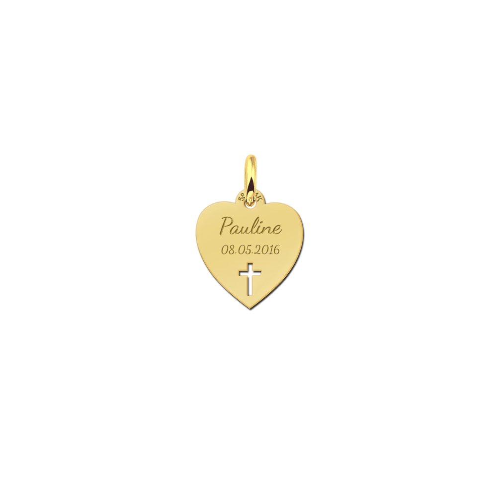 Names4ever Gouden Hart met Kruis Communie Hanger