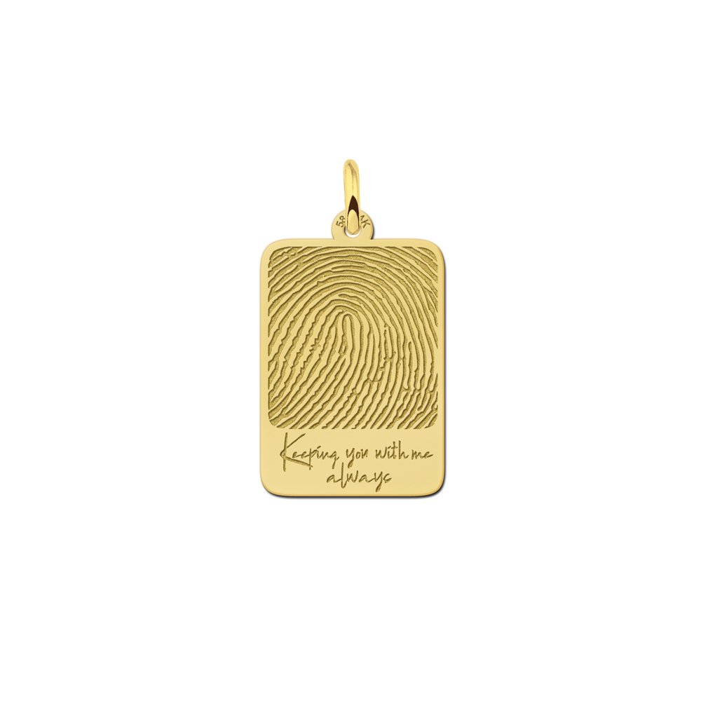 Rechthoekige Vingerafdruk Hanger van Goud Names4ever