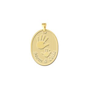 Names4ever Gouden Handjes Geboorte Hanger met Naam en Datum