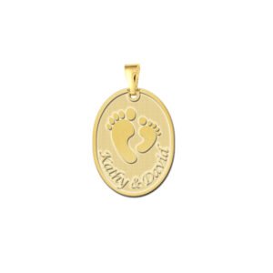 Names4ever Gouden Voetjes Geboorte Hanger met Datum en Naam