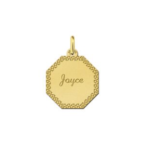 Gouden graveerplaat met gravure met sierrand - Names4ever