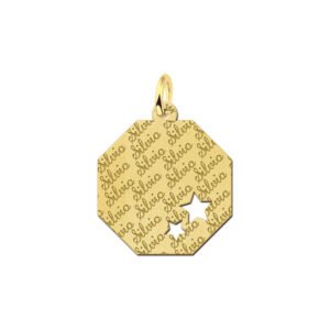 Gouden graveerplaat met naamgravure en 2 sterren - Names4ever