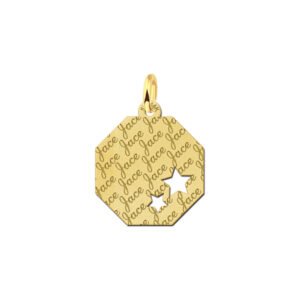Gouden graveerplaat met naamgravure en 2 sterren - Names4ever