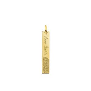 Names4ever Verticale Gouden Bar Ketting Hanger met Vingerafdruk en Tekstgravure
