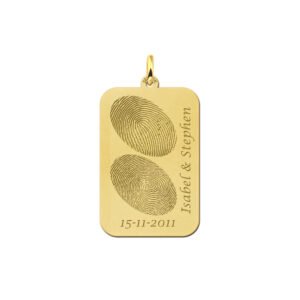 Names4ever Gouden Dog Tag Hanger met Vingerafdruk