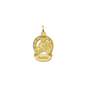 Gouden hanger hoefijzer paard met naam - Names4ever