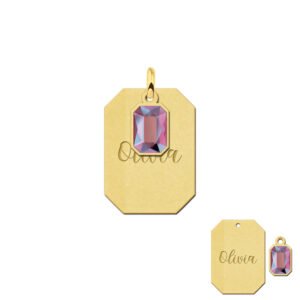 Gouden hanger met een hangende swarovski steen - Names4ever