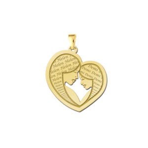 Gouden moeder dochter kettinghanger met namen in hartvorm van Names4ever