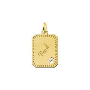 Gouden hanger recht met rand en pootje - Names4ever