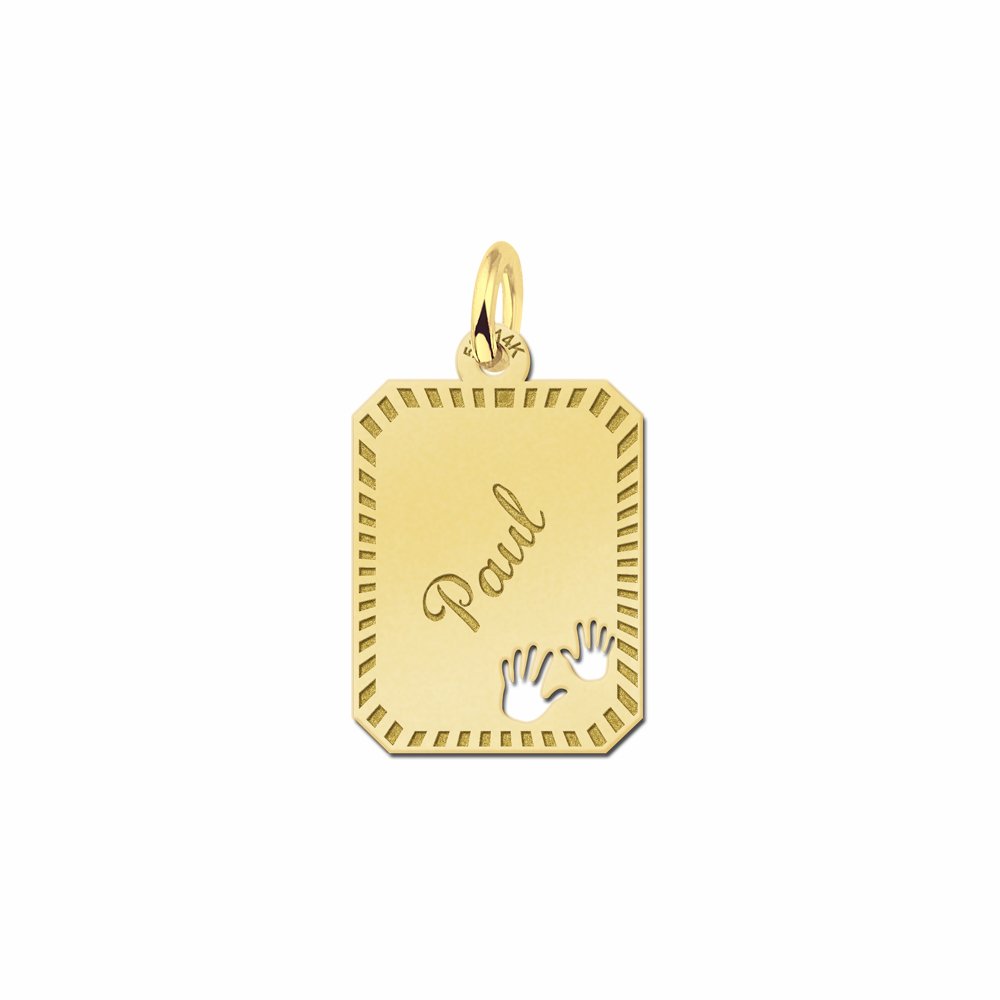 Gouden hangertje gravure met handjes - Names4ever