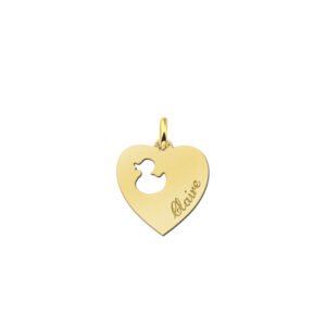 Gouden hangertje hart met eendje - Names4ever