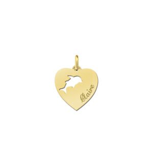 Gouden hangertje hartje met dolfijn - Names4ever