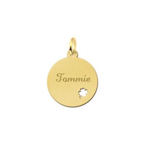 Gouden hangertje met je naam en een klavertje vier - Names4ever
