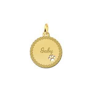 Gouden hangertje met je naam en hondenpootje. - Names4ever