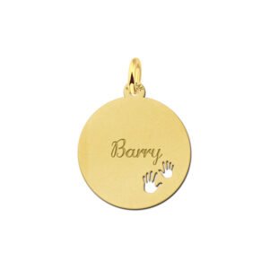 Gouden hangertje met je naam met 2 handjes - Names4ever