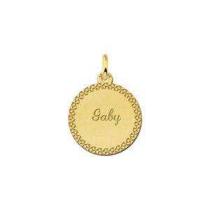 Gouden hangertje met je naam met sierrand. - Names4ever