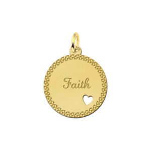 Gouden hangertje met je naam met sierrand en een liefdeshart - Names4ever