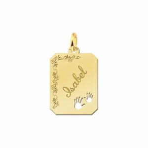 Gouden hangertje met naam en bloemrand - Names4ever