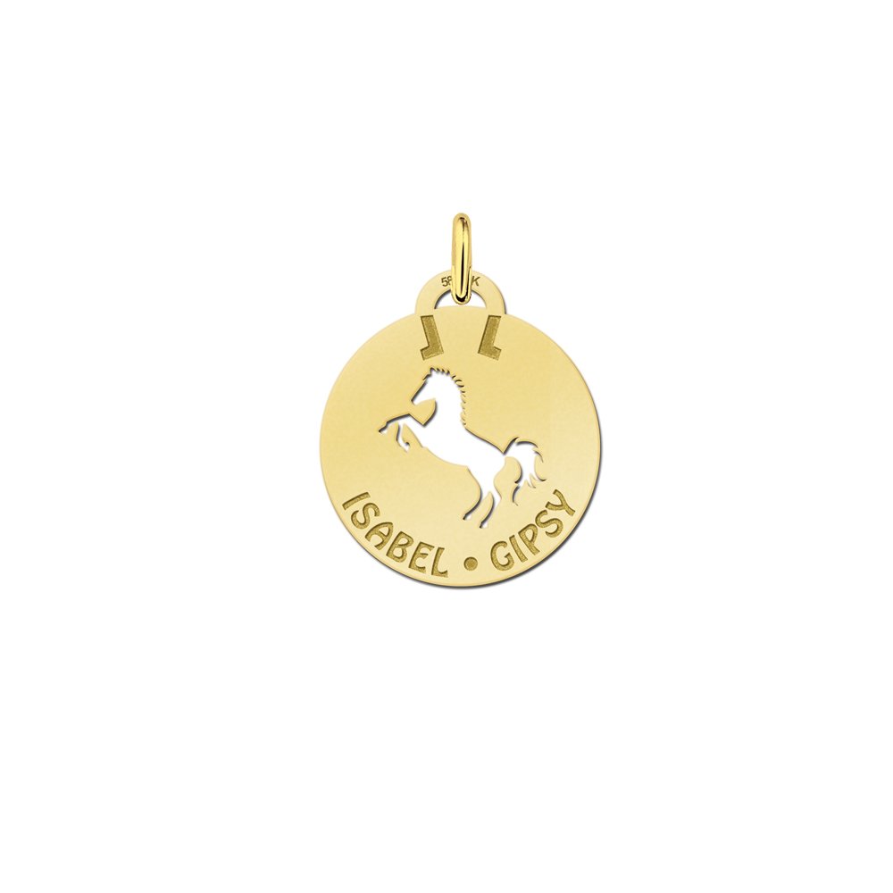 Names4ever Munt Naamhanger met Paard in Goud GNDH015