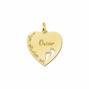 Gouden hart met bloemrand - Names4ever