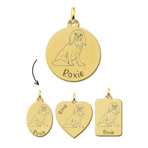 Gouden Hanger met Cavalier King Charles Spaniel Hond + Naam Graveren