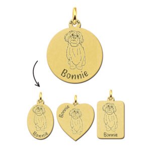 Names4ever Gouden Hanger met Maltezer Hondje + Naam Graveren