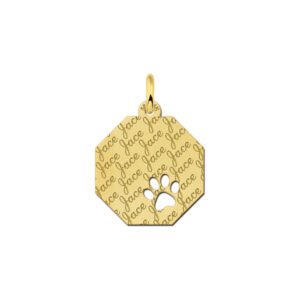 Gouden hondenpoot graveerplaat met naamgravure. - Names4ever