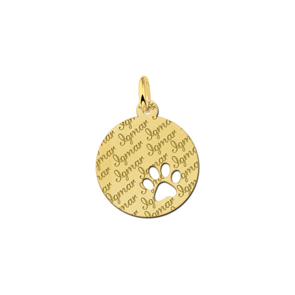 Gouden hondenpoot hangertje met je naam - Names4ever
