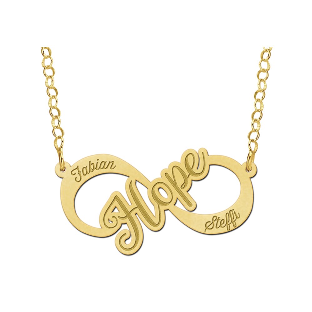 Names4ever Hope Infinity Ketting van Goud - Graveer Sieraad