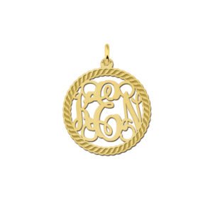Names4ever Medium Monogram met Initiaal Hanger van Goud GMH011