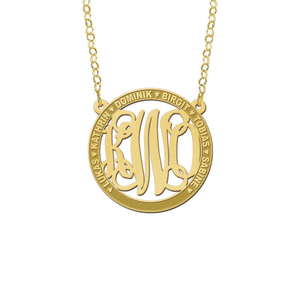 Names4ever Medium Monogram Hanger met Namen + Ketting GMH022