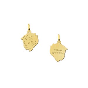 Mini Gouden Jongens Kinderkopje Graveerhanger met Naam-gravering | Names4ever