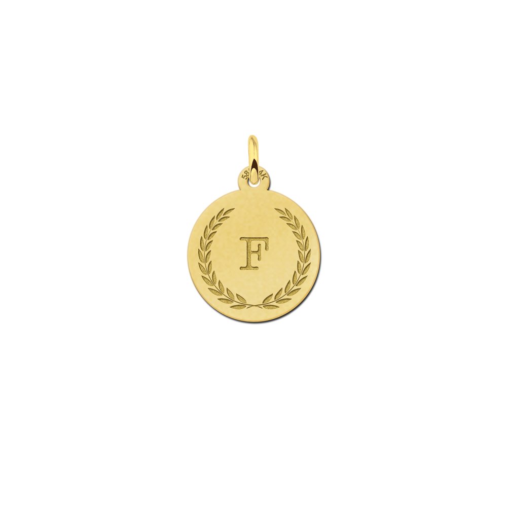 Valentijnsdag Sieraden | Gouden Initialen Hanger met Lauwerkrans