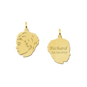 Gedetailleerde Gouden Jongens Kinderkopje Graveerhanger | Names4ever