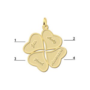 Geelgouden Klavertje Vier Naamhanger GFH41 | Names4ever