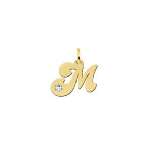 Names4ever Letter Hanger van Goud met Zirkonia