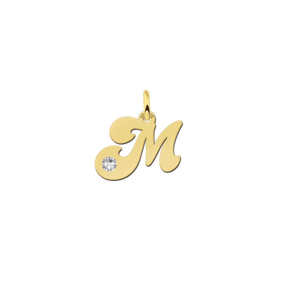 Names4ever Letter Hanger van Goud met Zirkonia