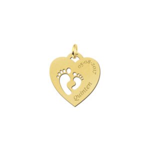 Hartvormige Hanger van Goud met Twee Voetjes | Names4ever