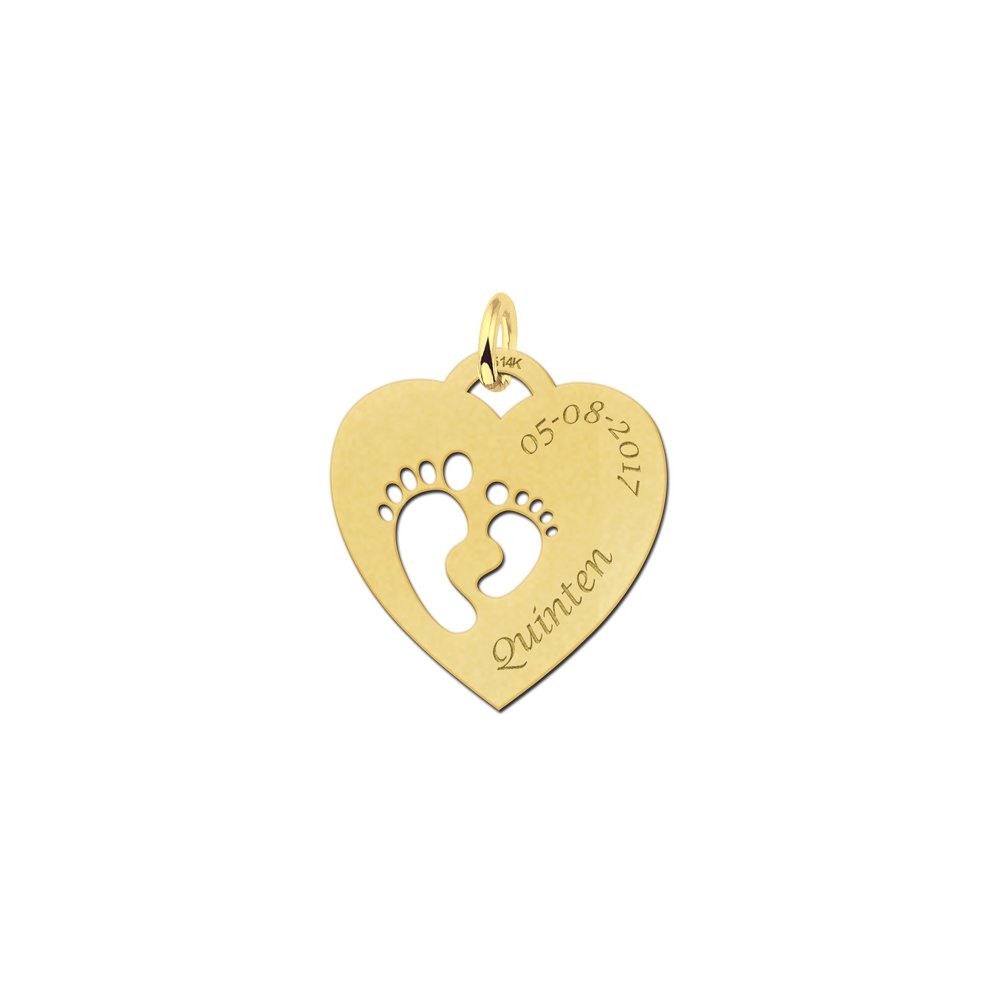 Hartvormige Hanger van Goud met Twee Voetjes | Names4ever