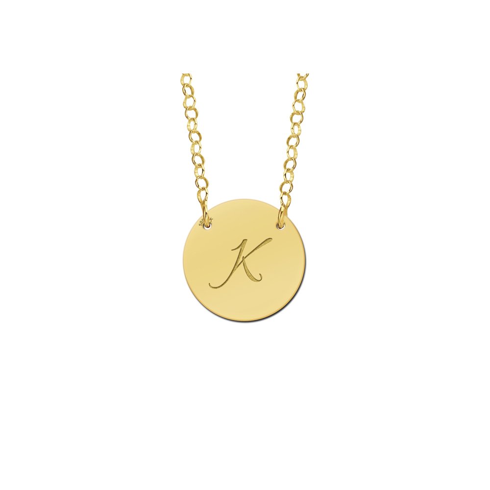 Names4ever Gouden Ronde Initiaal Hanger met Ketting GMNH004