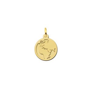 Graveerhanger wereldbol gepersonaliseerd | 14 karaat | Geelgoud | Names4ever