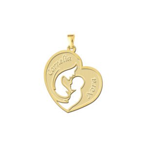 Names4ever Moeder met Kind Gouden Hanger met Namen