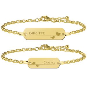 Gouden Moeder Dochter Armbandjes Set met Vogeltjes > Names4ever