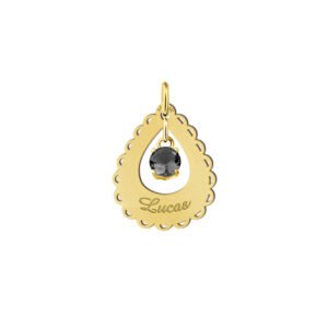 Gouden naamhanger druppel rand zirkonia - Names4ever