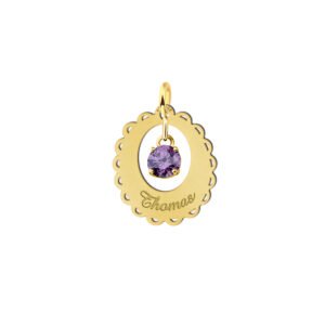 Gouden naamhanger ovaal rand zirkonia - Names4ever