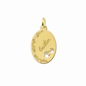 Gouden naamplaatje graveren met je kindjes naam - Names4ever