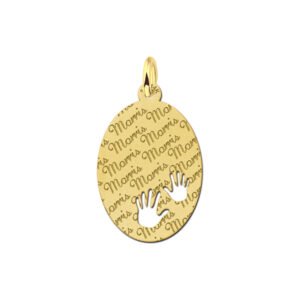 Gouden naamplaatje laten graveren met 2 kinderhandjes. - Names4ever
